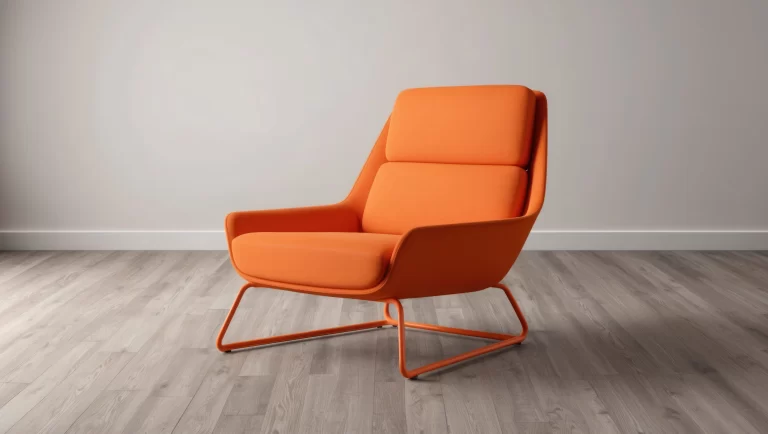 modern-orange-armchair-with-lamp-rug-stylish-interior